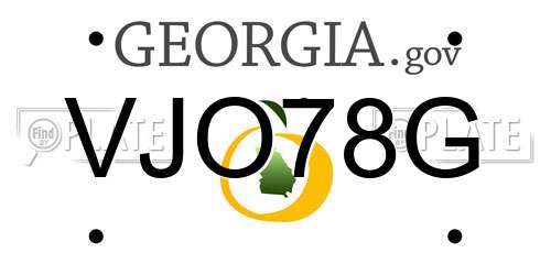 VJO78G Georgia License Plate