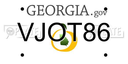 VJOT86 Georgia License Plate