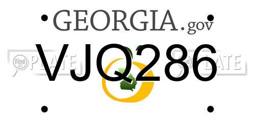 VJQ286 Georgia License Plate