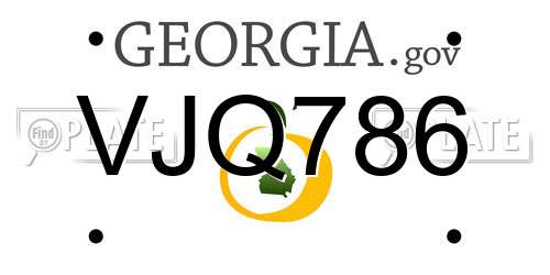 VJQ786 Georgia License Plate