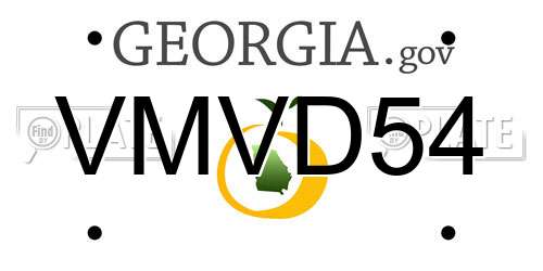 VMVD54 Georgia License Plate