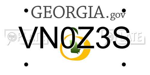 VN0Z3S Georgia License Plate