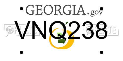 VNQ238 Georgia License Plate