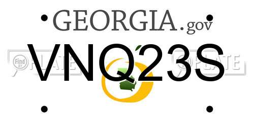 VNQ23S Georgia License Plate