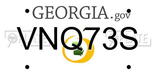 VNQ73S Georgia License Plate