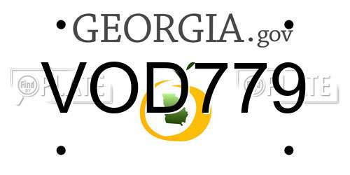 VOD779 Georgia License Plate