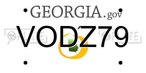VODZ79 Georgia License Plate