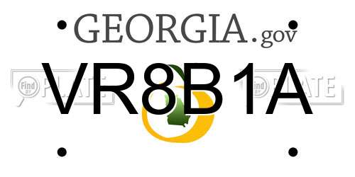 VR8B1A Georgia License Plate