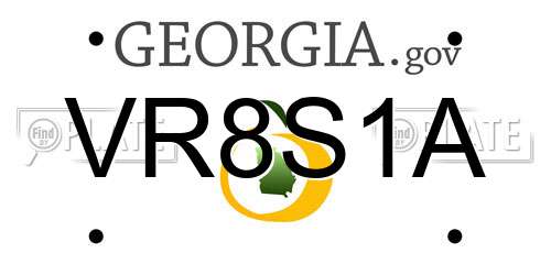 VR8S1A Georgia License Plate