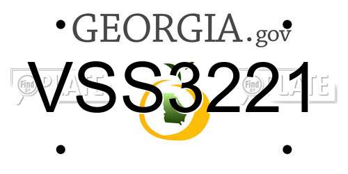 VSS3221 Georgia License Plate