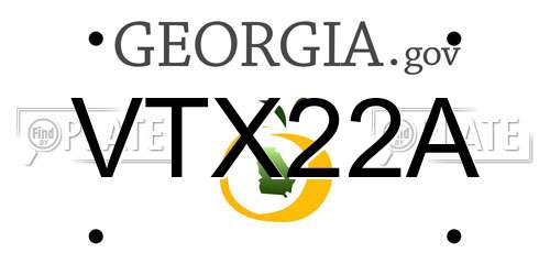 VTX22A Georgia License Plate