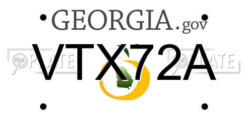 VTX72A Georgia License Plate