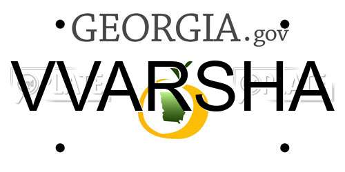 VVARSHA Georgia License Plate