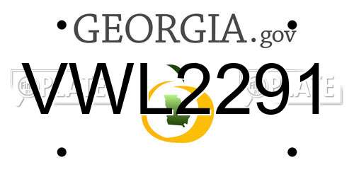 VWL2291 Georgia License Plate