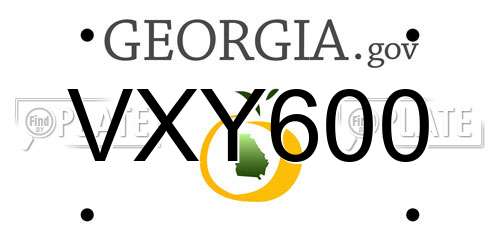 VXY600 Georgia License Plate