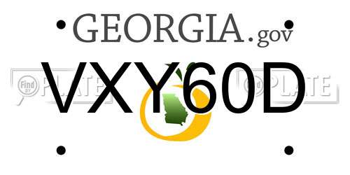 VXY60D Georgia License Plate