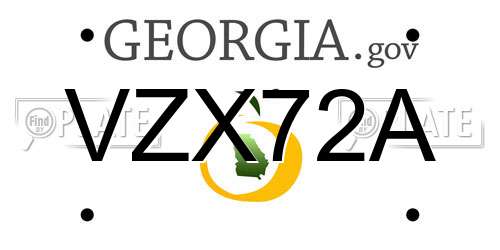 VZX72A Georgia License Plate