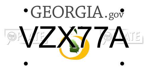 VZX77A Georgia License Plate