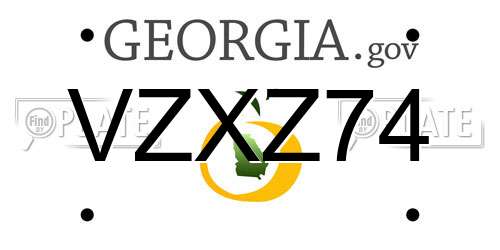 VZXZ74 Georgia License Plate