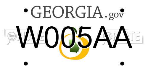 W005AA Georgia License Plate