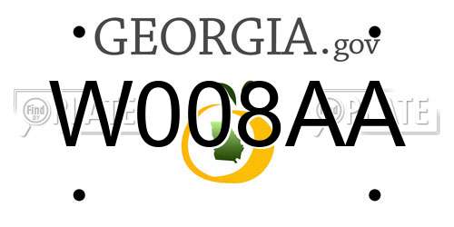 W008AA Georgia License Plate