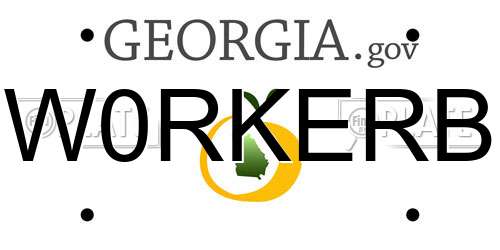 W0RKERB Georgia License Plate