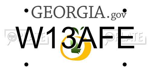 W13AFE Georgia License Plate