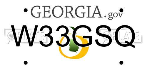 W33GSQ Georgia License Plate