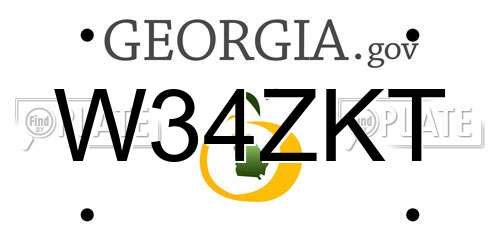 W34ZKT Georgia License Plate