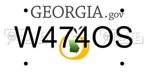 W474OS Georgia License Plate