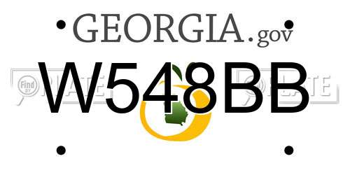 W548BB Georgia License Plate