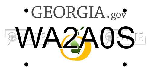 WA2A0S Georgia License Plate