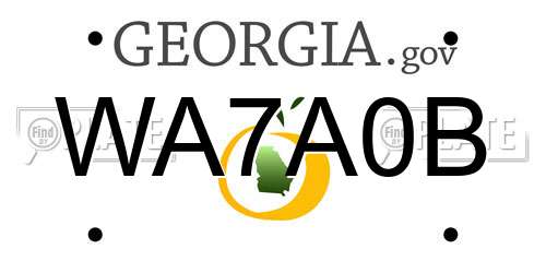 WA7A0B Georgia License Plate