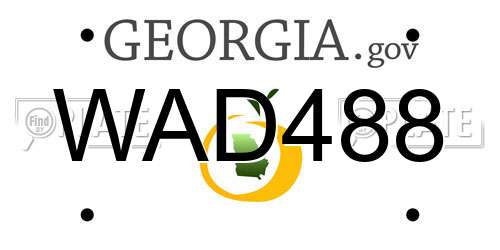 WAD488 Georgia License Plate
