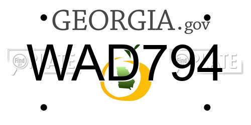 WAD794 Georgia License Plate