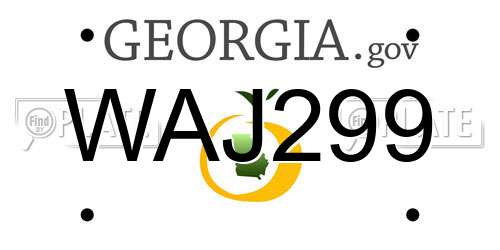 WAJ299 Georgia License Plate