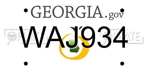 WAJ934 Georgia License Plate