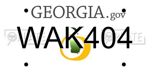 WAK404 Georgia License Plate