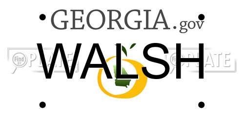 WALSH Georgia License Plate