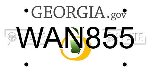 WAN855 Georgia License Plate