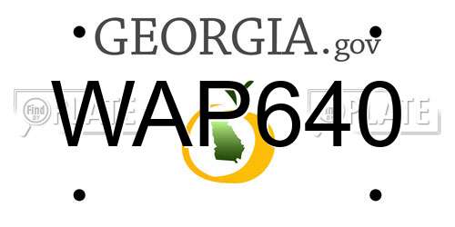 WAP640 Georgia License Plate