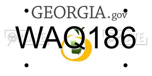WAQ186 Georgia License Plate