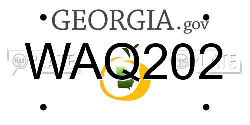 WAQ202 Georgia License Plate
