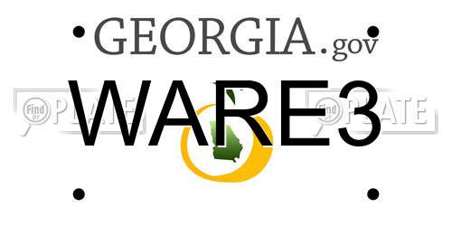 WARE3 Georgia License Plate
