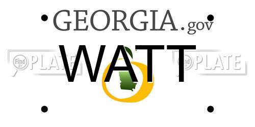 WATT Georgia License Plate