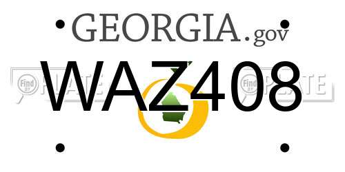 WAZ408 Georgia License Plate