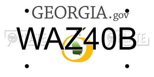 WAZ40B Georgia License Plate