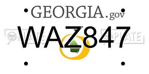 WAZ847 Georgia License Plate