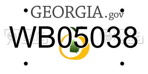 WB05038 Georgia License Plate