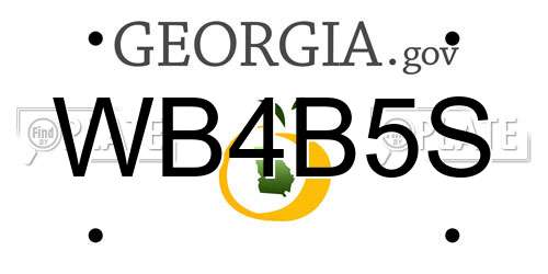 WB4B5S Georgia License Plate